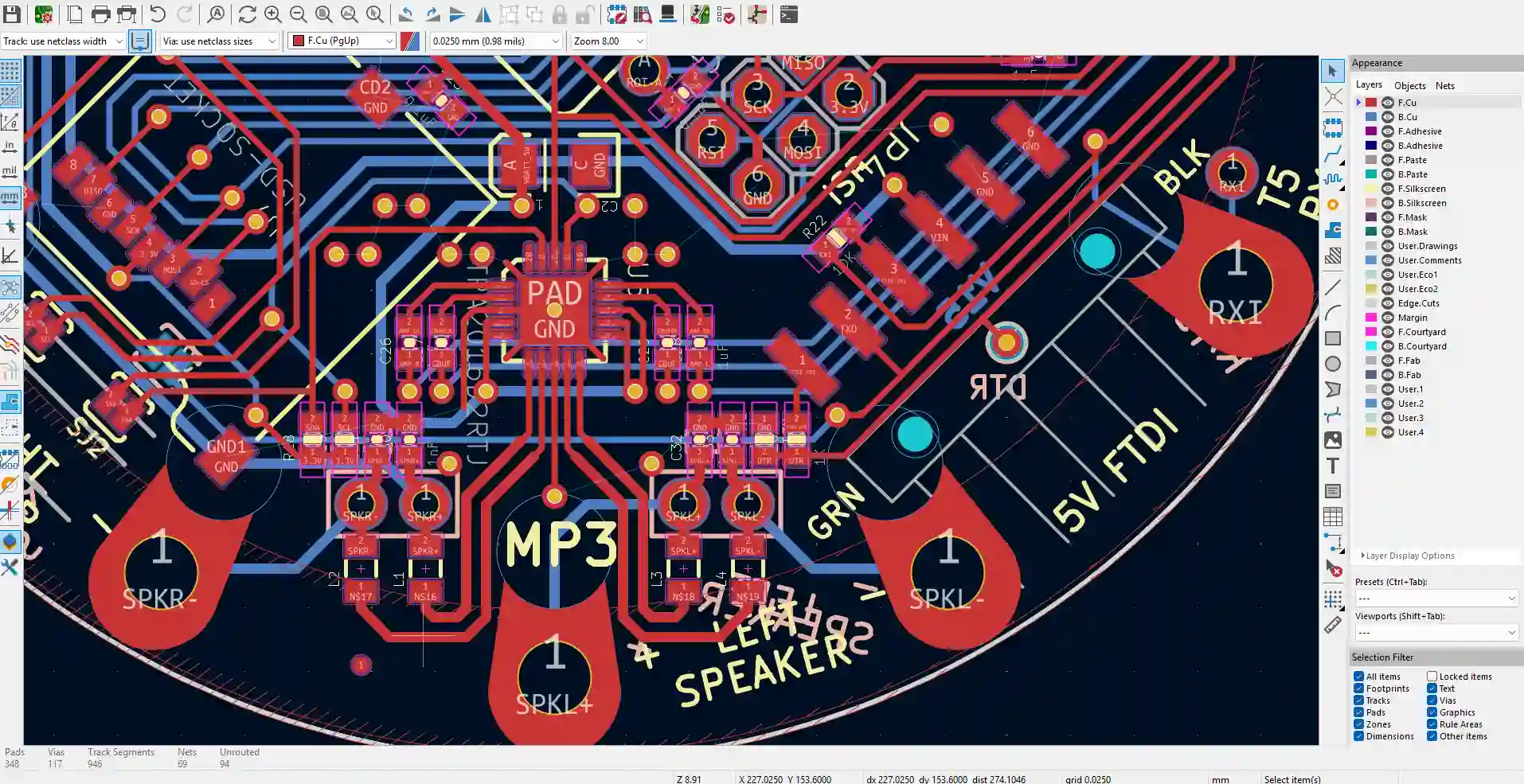 Desain PCB Papan Sirkuit 1 hingga 2 layer lapis